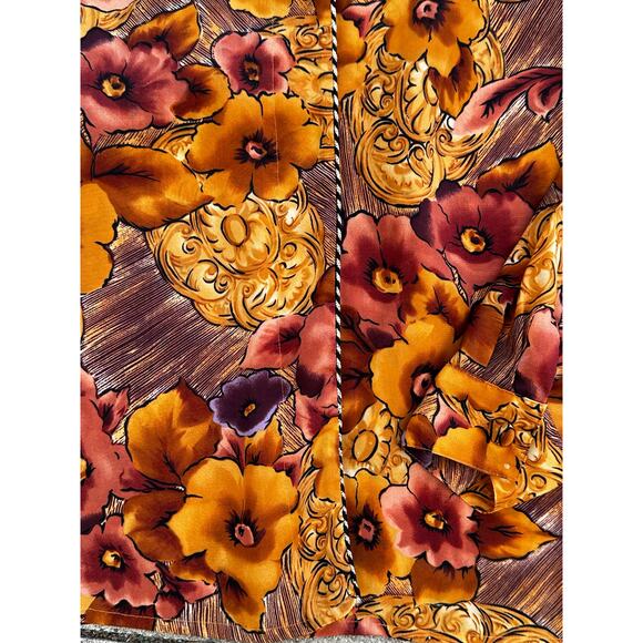Christie & Jill Orange Fall Floral Blouse Large - Picture 3 of 6